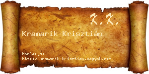 Kramarik Krisztián névjegykártya